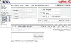 on-line accounting system. Purchase order processing manual order entry page