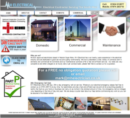 One of our website designs - M H Electrical home page